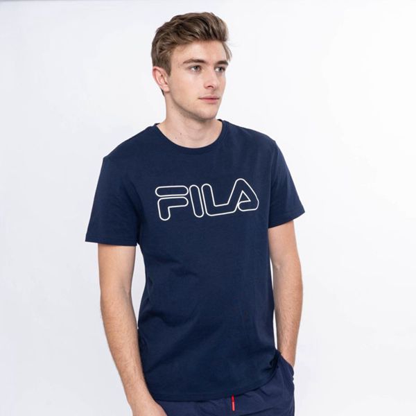 Camisetas Manga Corta Fila Hombre Azul Marino - Outline Base - España 083157VUM